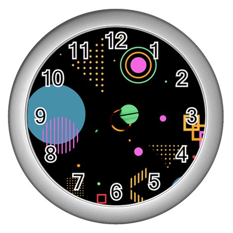 Colartive, Aesthetic, Amoled, Black, Colorful, Desenho Wall Clock (Silver) from ArtsNow.com Front