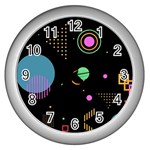 Colartive, Aesthetic, Amoled, Black, Colorful, Desenho Wall Clock (Silver)