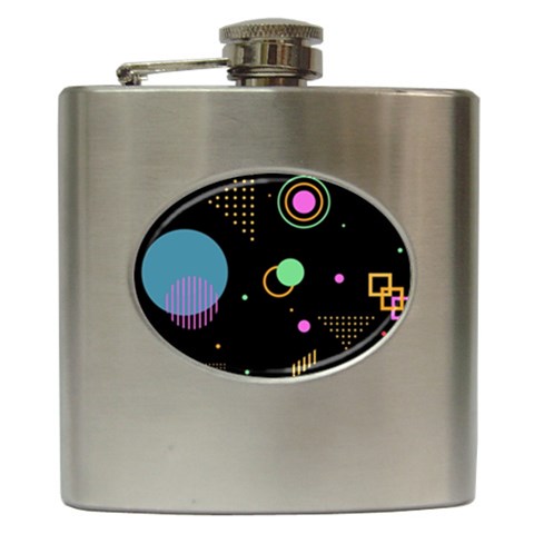 Colartive, Aesthetic, Amoled, Black, Colorful, Desenho Hip Flask (6 oz) from ArtsNow.com Front