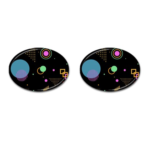 Colartive, Aesthetic, Amoled, Black, Colorful, Desenho Cufflinks (Oval) from ArtsNow.com Front(Pair)