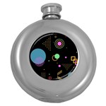 Colartive, Aesthetic, Amoled, Black, Colorful, Desenho Round Hip Flask (5 oz)