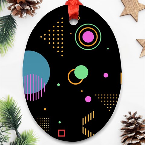 Colartive, Aesthetic, Amoled, Black, Colorful, Desenho Oval Ornament (Two Sides) from ArtsNow.com Front