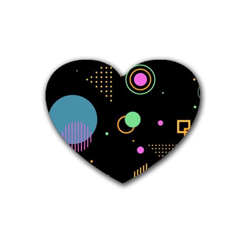 Colartive, Aesthetic, Amoled, Black, Colorful, Desenho Rubber Coaster (Heart) from ArtsNow.com Front