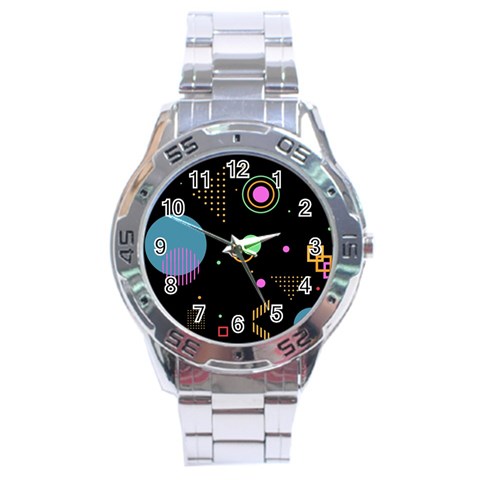 Colartive, Aesthetic, Amoled, Black, Colorful, Desenho Stainless Steel Analogue Watch from ArtsNow.com Front