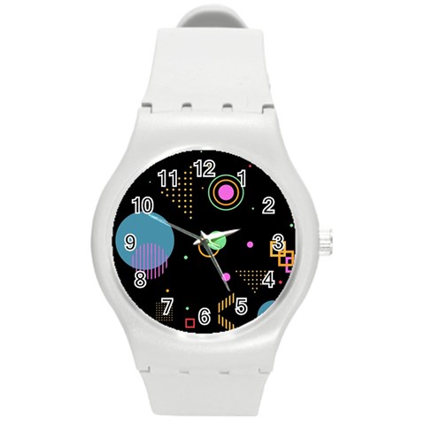 Colartive, Aesthetic, Amoled, Black, Colorful, Desenho Round Plastic Sport Watch (M) from ArtsNow.com Front