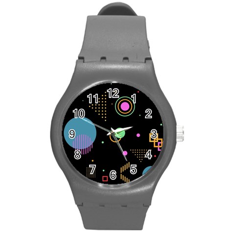 Colartive, Aesthetic, Amoled, Black, Colorful, Desenho Round Plastic Sport Watch (M) from ArtsNow.com Front