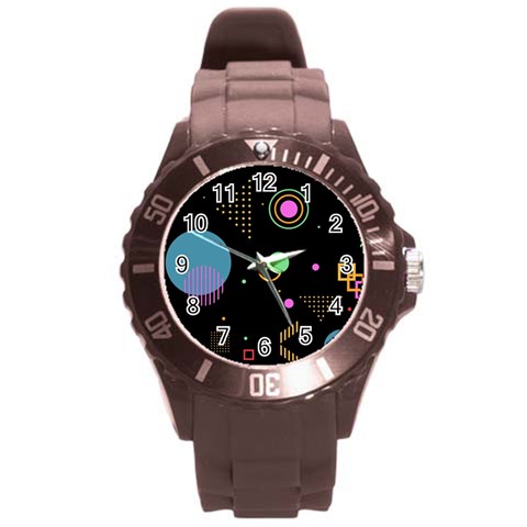 Colartive, Aesthetic, Amoled, Black, Colorful, Desenho Round Plastic Sport Watch (L) from ArtsNow.com Front