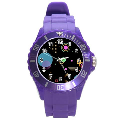 Colartive, Aesthetic, Amoled, Black, Colorful, Desenho Round Plastic Sport Watch (L) from ArtsNow.com Front