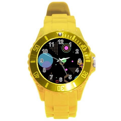 Colartive, Aesthetic, Amoled, Black, Colorful, Desenho Round Plastic Sport Watch (L) from ArtsNow.com Front