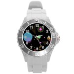 Colartive, Aesthetic, Amoled, Black, Colorful, Desenho Round Plastic Sport Watch (L)