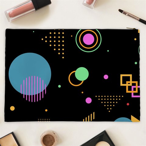 Colartive, Aesthetic, Amoled, Black, Colorful, Desenho Cosmetic Bag (XXL) from ArtsNow.com Back