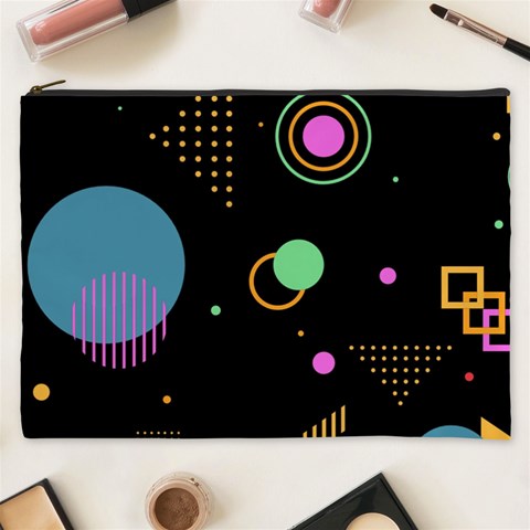 Colartive, Aesthetic, Amoled, Black, Colorful, Desenho Cosmetic Bag (XXXL) from ArtsNow.com Front