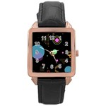 Colartive, Aesthetic, Amoled, Black, Colorful, Desenho Rose Gold Leather Watch 