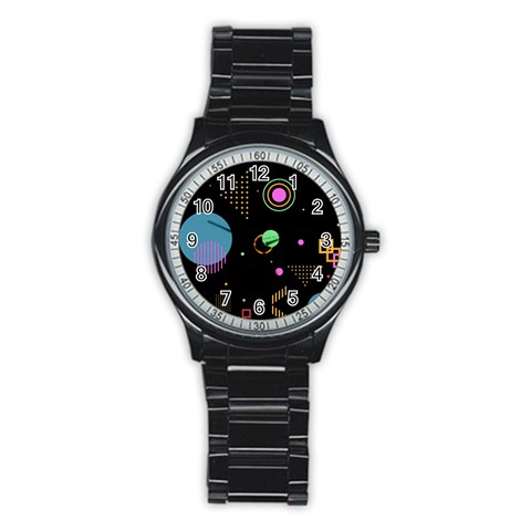 Colartive, Aesthetic, Amoled, Black, Colorful, Desenho Stainless Steel Round Watch from ArtsNow.com Front