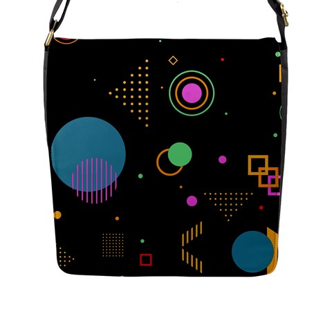 Colartive, Aesthetic, Amoled, Black, Colorful, Desenho Flap Closure Messenger Bag (L) from ArtsNow.com Front