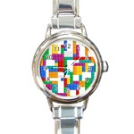 Colorful Bricks, Bricks, Colorful, Colors, Games, Lego, Rainbow Round Italian Charm Watch