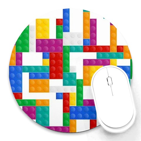 Colorful Bricks, Bricks, Colorful, Colors, Games, Lego, Rainbow Round Mousepad from ArtsNow.com Front