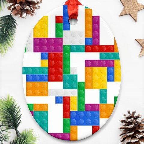 Colorful Bricks, Bricks, Colorful, Colors, Games, Lego, Rainbow Ornament (Oval) from ArtsNow.com Front