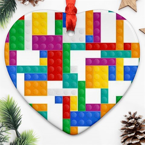 Colorful Bricks, Bricks, Colorful, Colors, Games, Lego, Rainbow Ornament (Heart) from ArtsNow.com Front