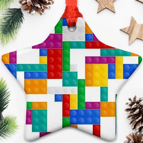 Colorful Bricks, Bricks, Colorful, Colors, Games, Lego, Rainbow Ornament (Star) from ArtsNow.com Front