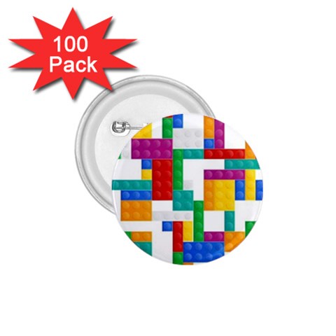 Colorful Bricks, Bricks, Colorful, Colors, Games, Lego, Rainbow 1.75  Buttons (100 pack)  from ArtsNow.com Front