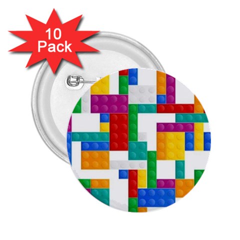 Colorful Bricks, Bricks, Colorful, Colors, Games, Lego, Rainbow 2.25  Buttons (10 pack)  from ArtsNow.com Front