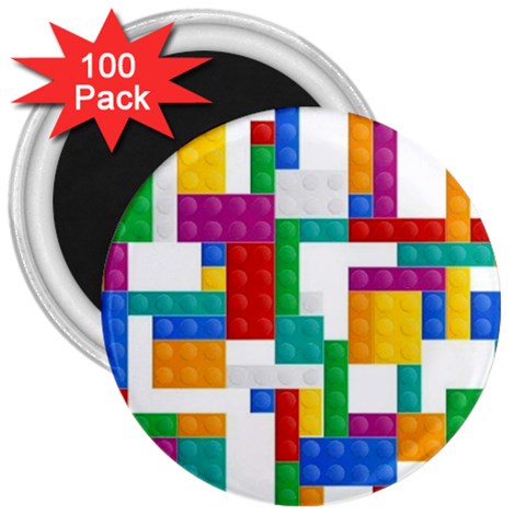 Colorful Bricks, Bricks, Colorful, Colors, Games, Lego, Rainbow 3  Magnets (100 pack) from ArtsNow.com Front