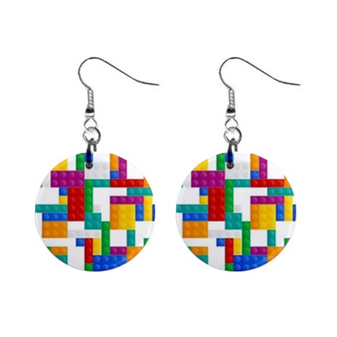 Colorful Bricks, Bricks, Colorful, Colors, Games, Lego, Rainbow Mini Button Earrings from ArtsNow.com Front