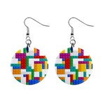 Colorful Bricks, Bricks, Colorful, Colors, Games, Lego, Rainbow Mini Button Earrings