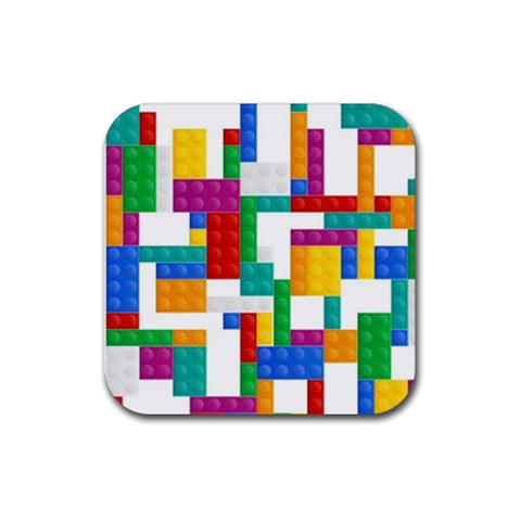 Colorful Bricks, Bricks, Colorful, Colors, Games, Lego, Rainbow Rubber Coaster (Square) from ArtsNow.com Front