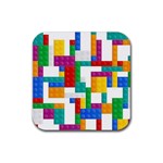 Colorful Bricks, Bricks, Colorful, Colors, Games, Lego, Rainbow Rubber Coaster (Square)