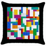 Colorful Bricks, Bricks, Colorful, Colors, Games, Lego, Rainbow Throw Pillow Case (Black)