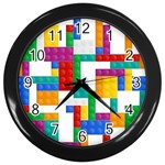 Colorful Bricks, Bricks, Colorful, Colors, Games, Lego, Rainbow Wall Clock (Black)