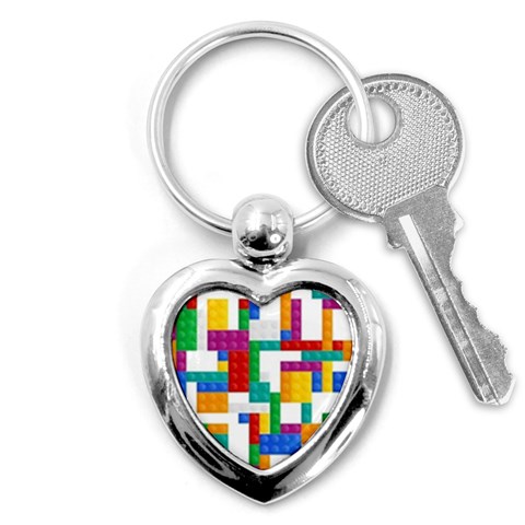 Colorful Bricks, Bricks, Colorful, Colors, Games, Lego, Rainbow Key Chain (Heart) from ArtsNow.com Front