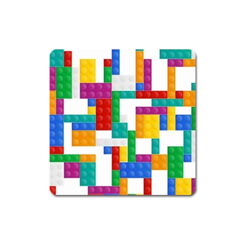 Colorful Bricks, Bricks, Colorful, Colors, Games, Lego, Rainbow Square Magnet from ArtsNow.com Front