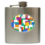 Colorful Bricks, Bricks, Colorful, Colors, Games, Lego, Rainbow Hip Flask (6 oz)