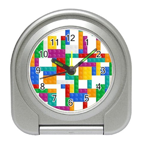 Colorful Bricks, Bricks, Colorful, Colors, Games, Lego, Rainbow Travel Alarm Clock from ArtsNow.com Front