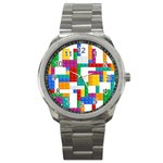 Colorful Bricks, Bricks, Colorful, Colors, Games, Lego, Rainbow Sport Metal Watch