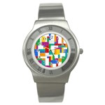 Colorful Bricks, Bricks, Colorful, Colors, Games, Lego, Rainbow Stainless Steel Watch