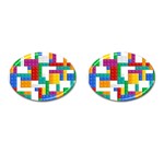 Colorful Bricks, Bricks, Colorful, Colors, Games, Lego, Rainbow Cufflinks (Oval)