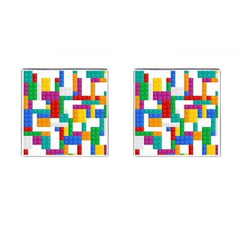 Colorful Bricks, Bricks, Colorful, Colors, Games, Lego, Rainbow Cufflinks (Square) from ArtsNow.com Front(Pair)