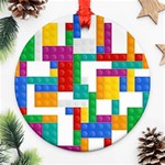 Colorful Bricks, Bricks, Colorful, Colors, Games, Lego, Rainbow Round Ornament (Two Sides)