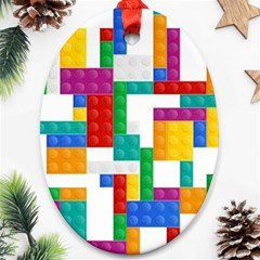 Colorful Bricks, Bricks, Colorful, Colors, Games, Lego, Rainbow Oval Ornament (Two Sides) from ArtsNow.com Front