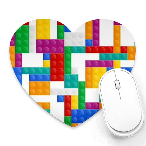 Colorful Bricks, Bricks, Colorful, Colors, Games, Lego, Rainbow Heart Mousepad from ArtsNow.com Front