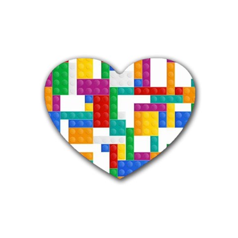 Colorful Bricks, Bricks, Colorful, Colors, Games, Lego, Rainbow Rubber Coaster (Heart) from ArtsNow.com Front