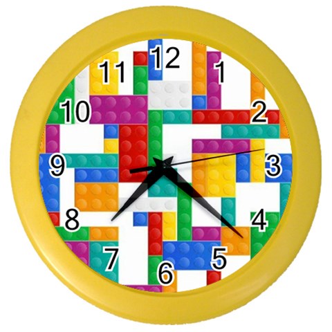 Colorful Bricks, Bricks, Colorful, Colors, Games, Lego, Rainbow Color Wall Clock from ArtsNow.com Front