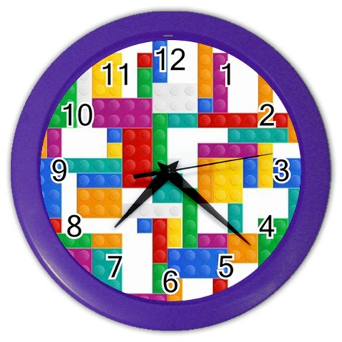 Colorful Bricks, Bricks, Colorful, Colors, Games, Lego, Rainbow Color Wall Clock from ArtsNow.com Front