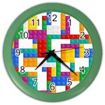 Colorful Bricks, Bricks, Colorful, Colors, Games, Lego, Rainbow Color Wall Clock