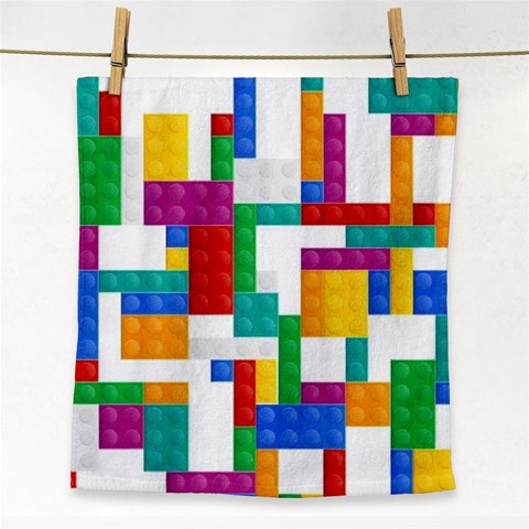 Colorful Bricks, Bricks, Colorful, Colors, Games, Lego, Rainbow Face Towel from ArtsNow.com Front