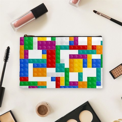 Colorful Bricks, Bricks, Colorful, Colors, Games, Lego, Rainbow Cosmetic Bag (Medium) from ArtsNow.com Front